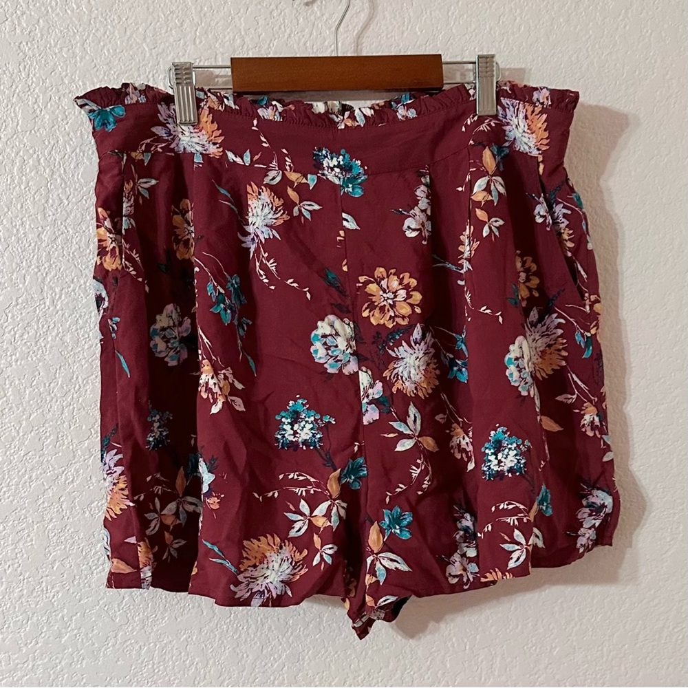 Abound High Waist Shorts Burgundy